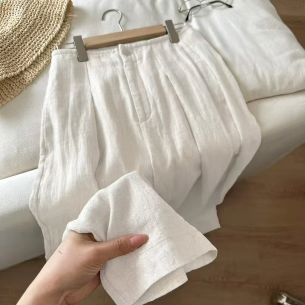【运费险➕现货】亚麻阔腿裤垂感高胺宽松直筒裤长裤25专