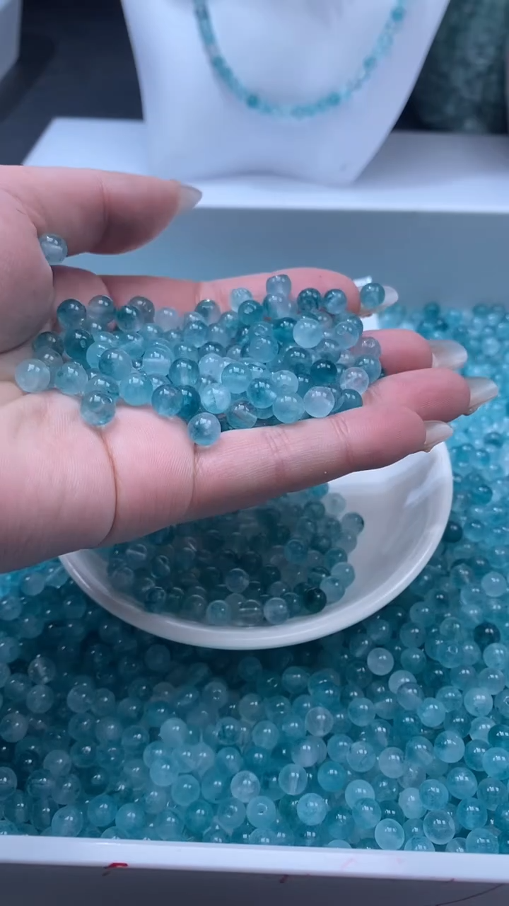 颈饰未镶嵌水晶w2986蓝碧玺6mm*16颗