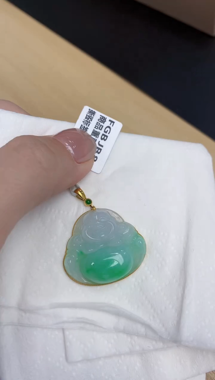 【闪购商品】翡翠颈饰18K金镶嵌天然缅甸翡翠A货