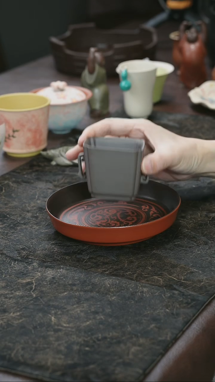 茶杯紫砂九隐茶器天青泥四方抽角紫砂杯