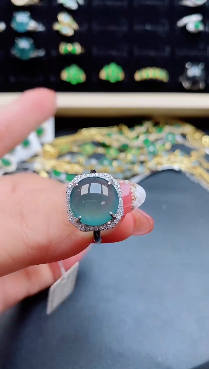 【闪购商品】翡翠戒指银S925镶嵌085805