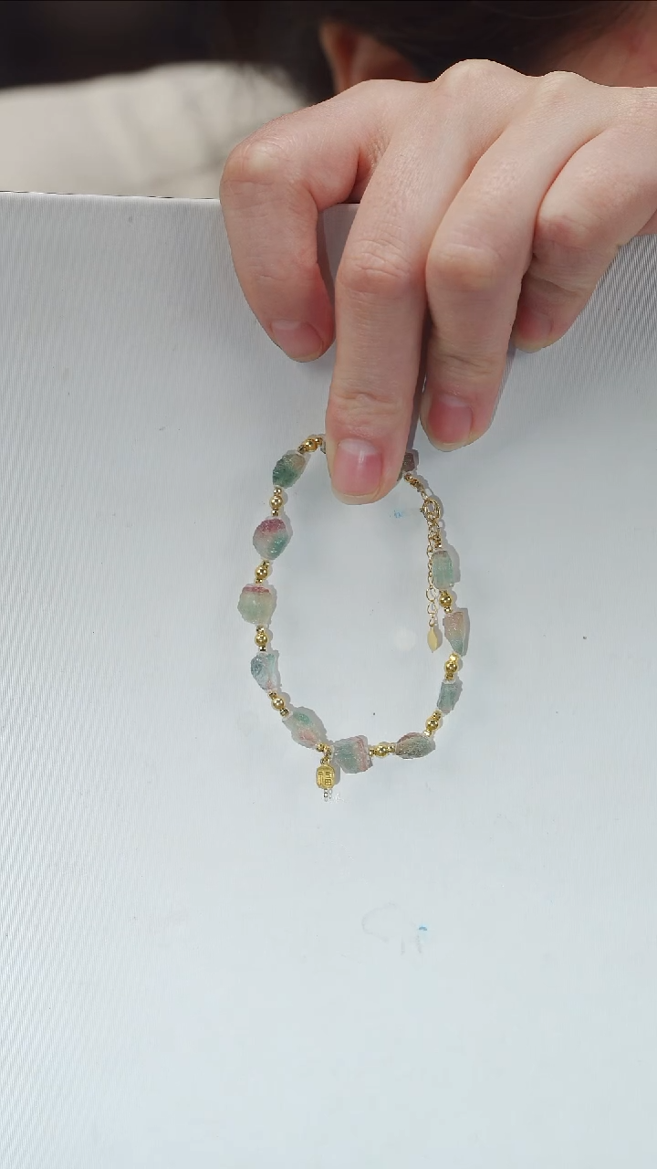 手链18K金镶嵌碧玺小****角手链