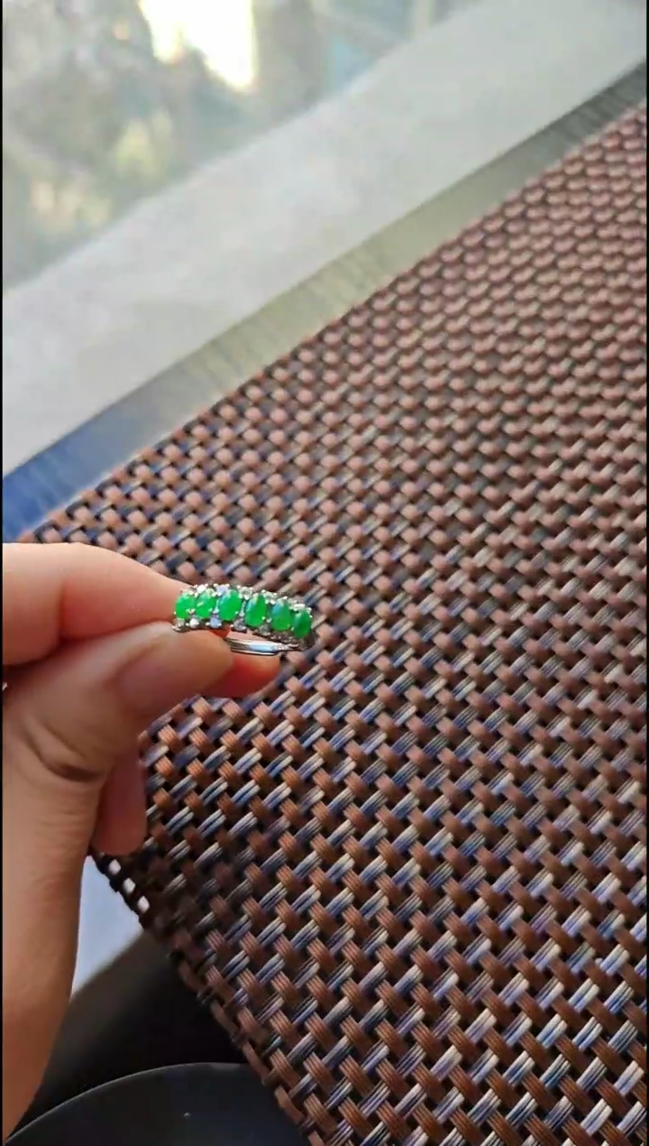 【闪购商品】翡翠戒指银S925镶嵌翡翠戒指S925银镶嵌