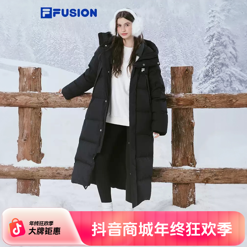 【90鹅绒】斐乐羽绒服2025冬季新款长款连帽保暖加厚男女同款休闲款