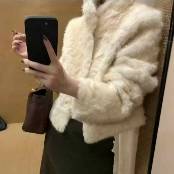 【BAOZAO】立领排扣皮毛一体显瘦气质款毛毛外套（以直播间实物为准）