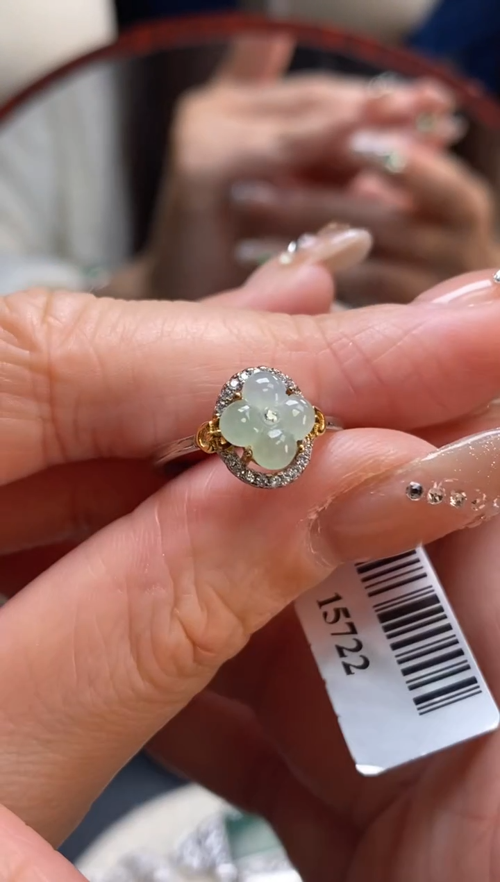 颈饰银S925镶嵌翡翠净货15722