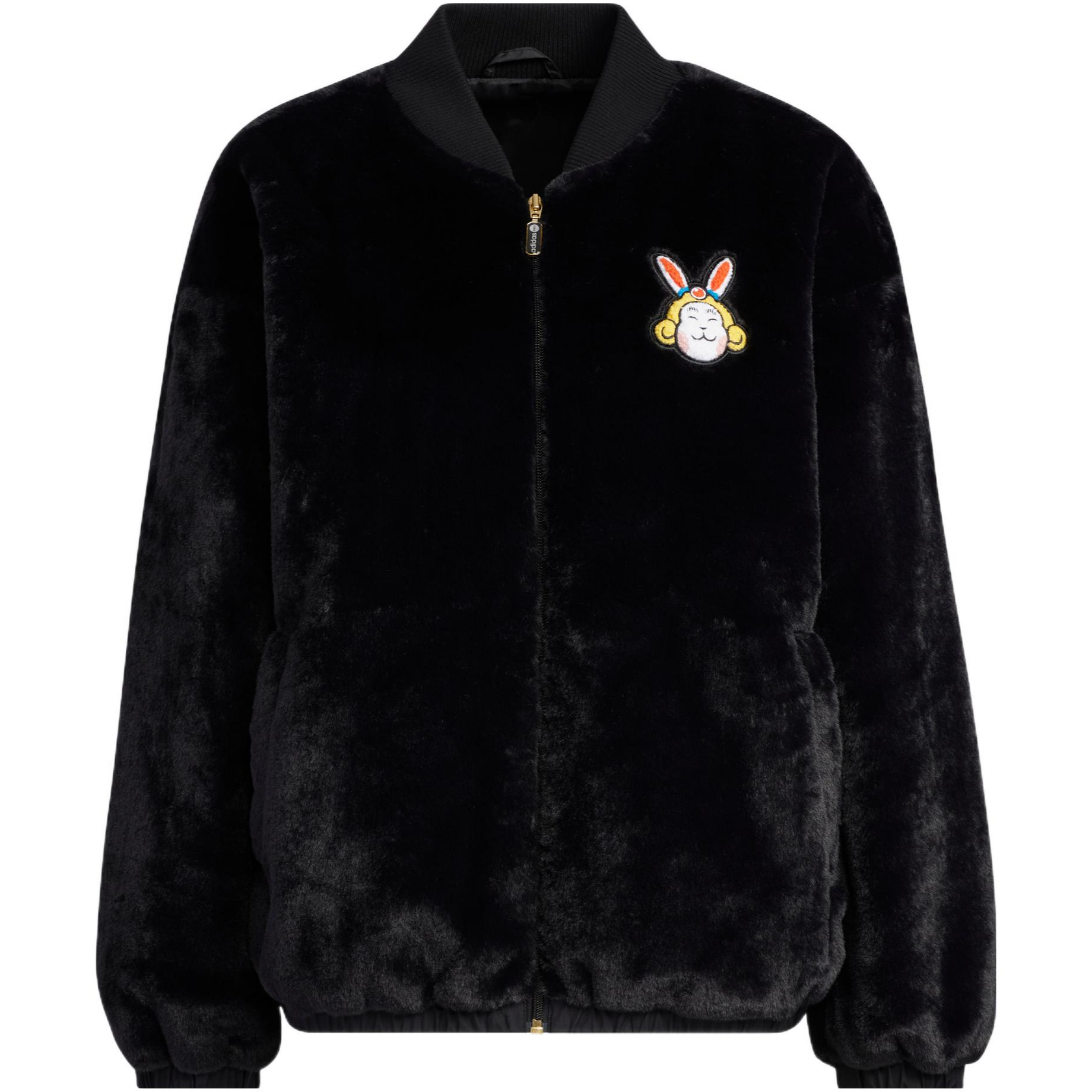 adidas neo 卡通图案贴片长袖复古美式夹克外套 女款 黑色IA6905