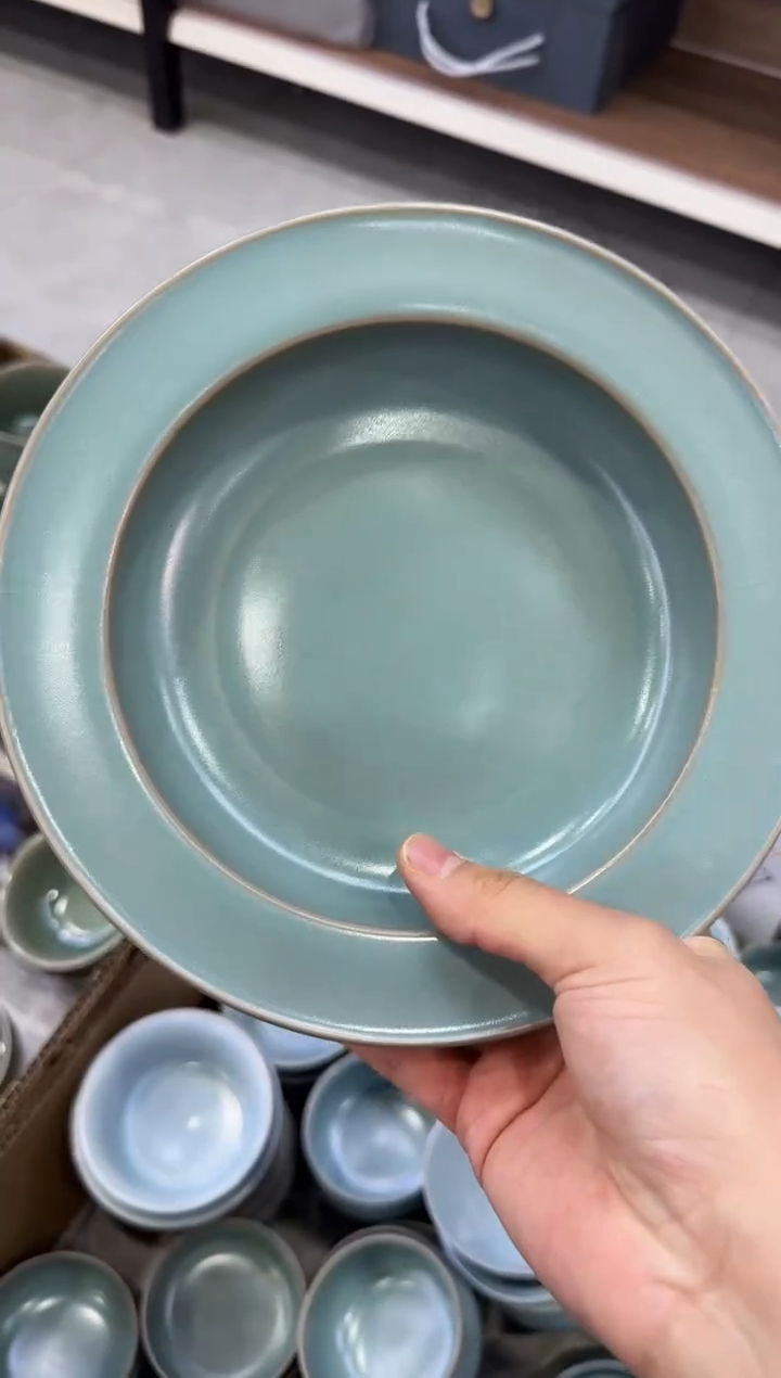 【闪购商品】杯仿古纯手工折沿盘微瑕