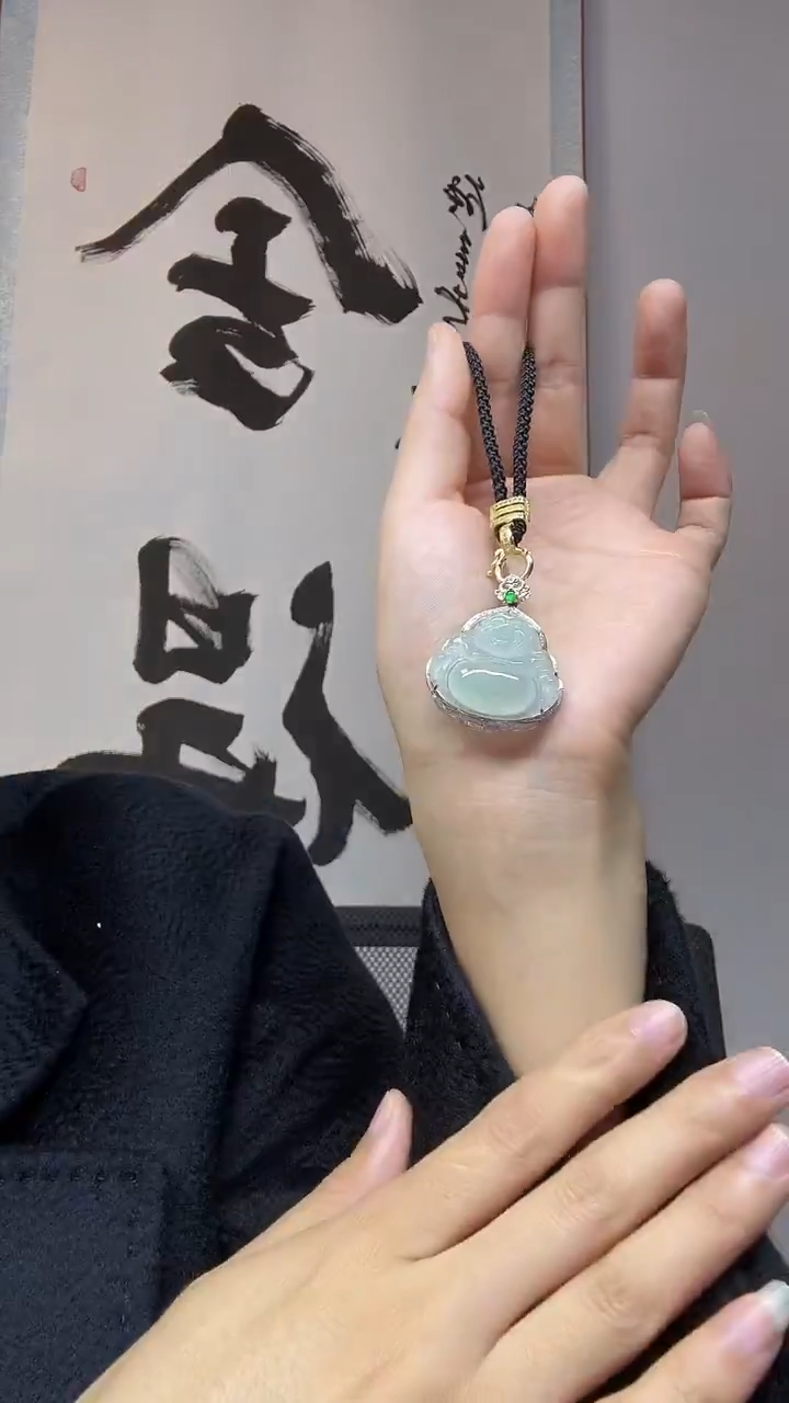 吊坠(不含链)18K金镶嵌翡翠佛公