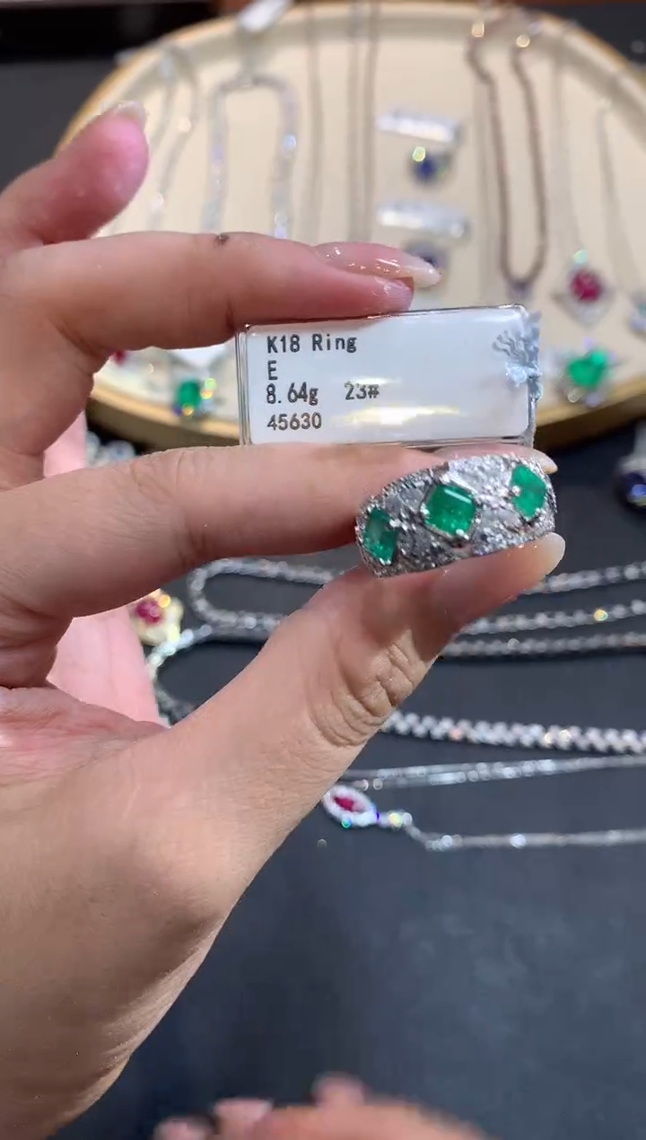 定制祖母绿戒指18K金镶嵌D283|15800