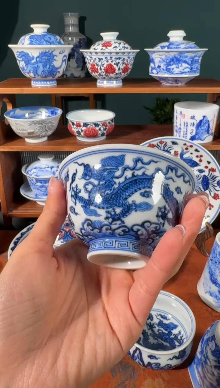 【闪购商品】杯刘建锋窑海水龙纹压手杯