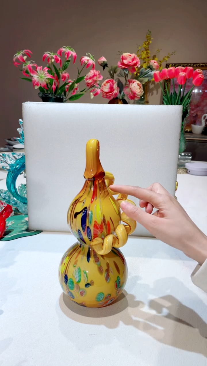 【闪购商品】琉璃手工艺品老款金黄葫芦  微瑕