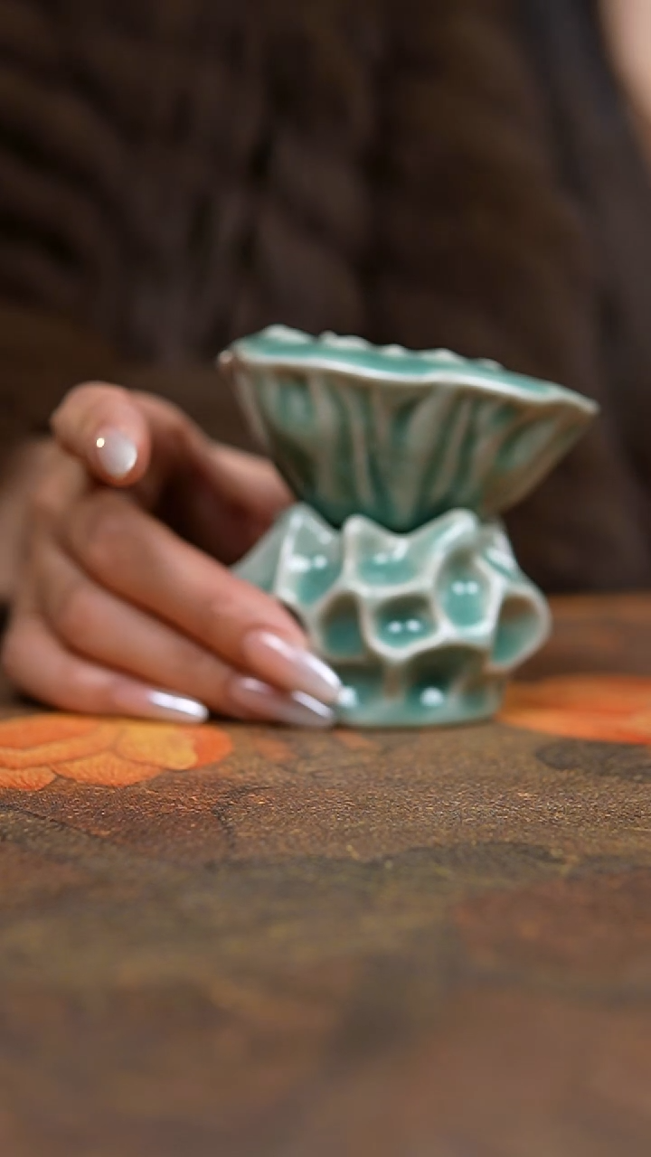 其他仿古翡翠绿釉莲蓬茶漏套组