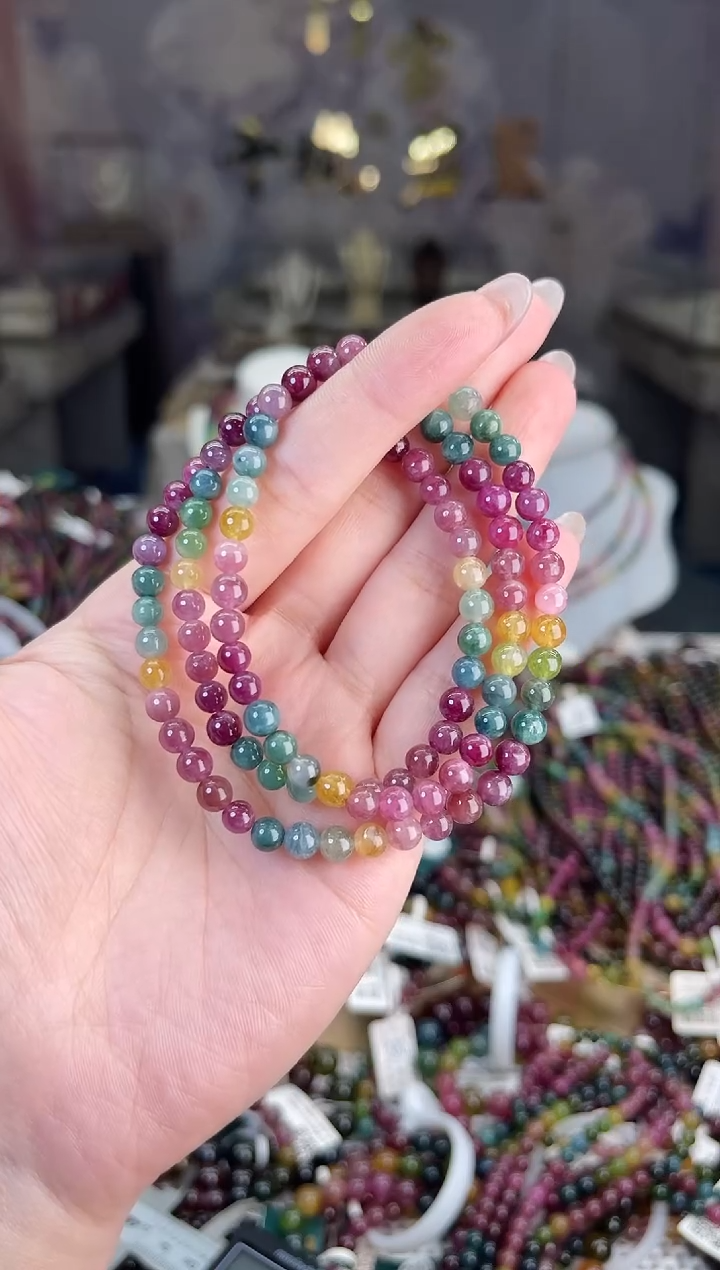 【闪购商品】/未镶嵌碧玺5mm+碧玺多圈多样性发货