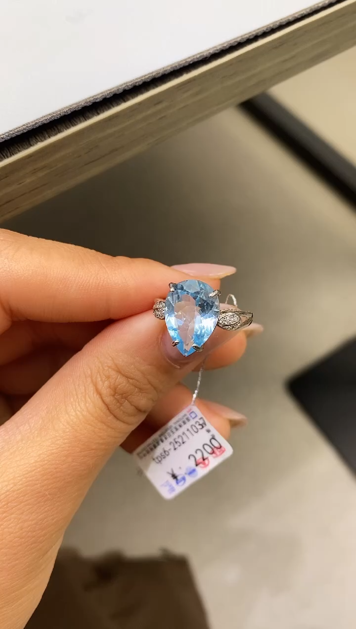 银S925镶嵌戒指托帕石天然托帕石戒指