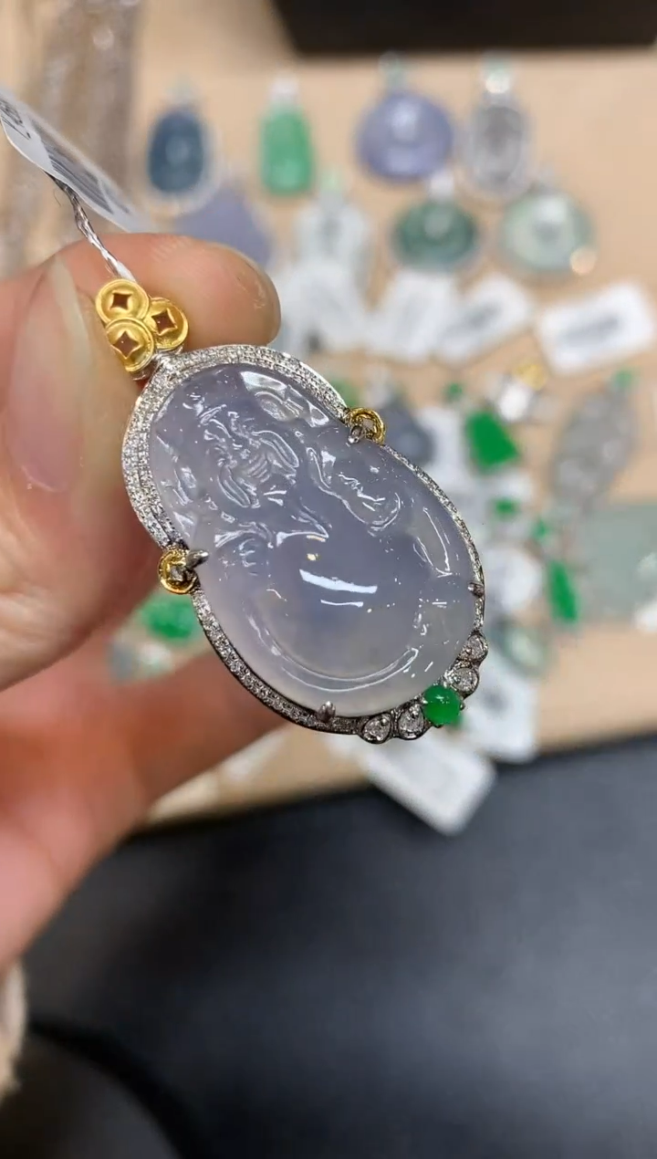 【闪购商品】翡翠吊坠(不含链)18K金镶嵌财神【无服务费