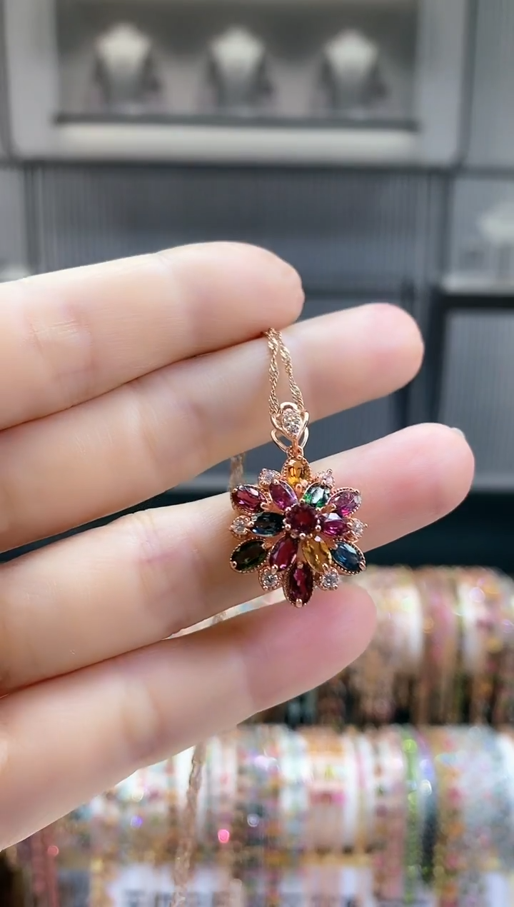 银S925镶嵌吊坠碧玺66666666666