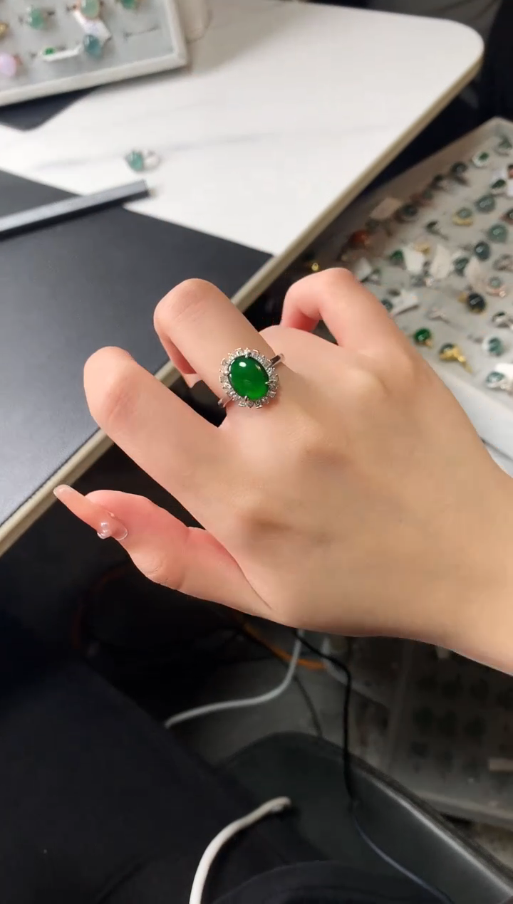 【闪购商品】翡翠戒指银S925镶嵌512414