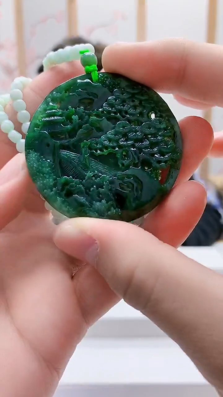 未镶嵌定制翡翠5163bb-毛货挂件46赠珠链