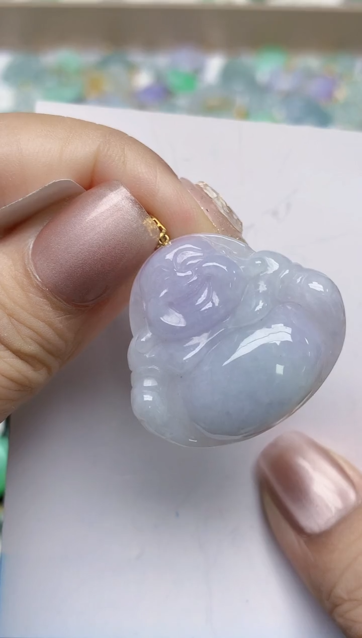 翡翠18K金镶嵌颈饰天然缅甸A货翡翠