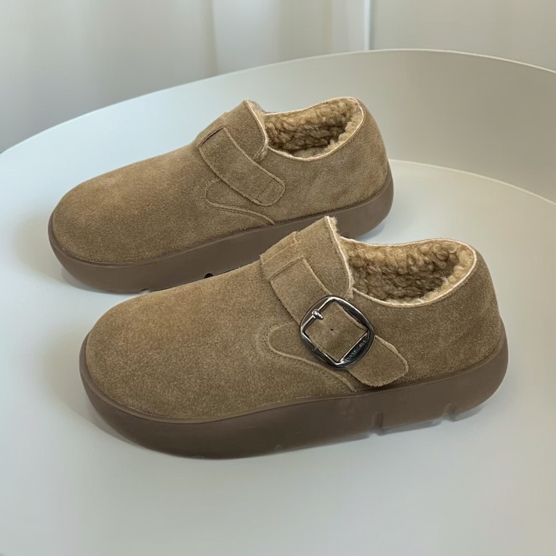 新百伦厚底毛毛勃肯鞋女2025冬季新款复古加绒保暖棉鞋软底单鞋女