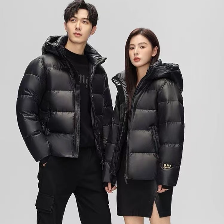 白鸭绒羽绒服情侣连帽可拆卸冬季保暖基础纯色