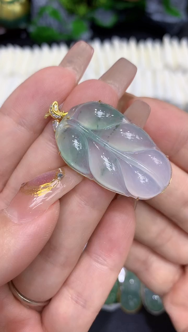 翡翠18K金镶嵌吊坠(不含链)11111