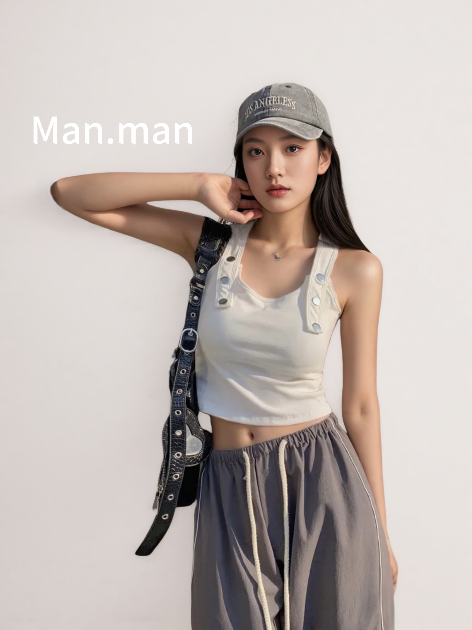 满满~纯棉辣妹纽扣设计吊带背心女外穿带胸垫短款美背内搭1069