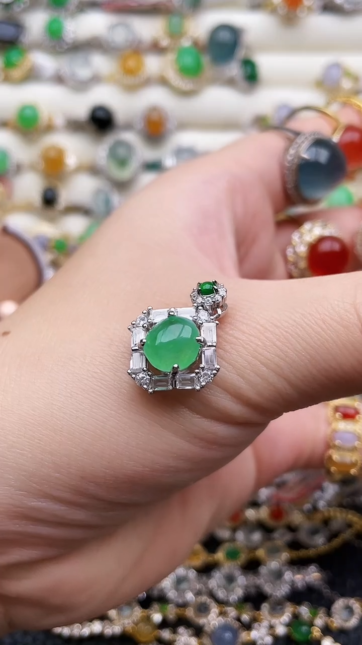 吊坠(赠链)银S925镶嵌翡翠203