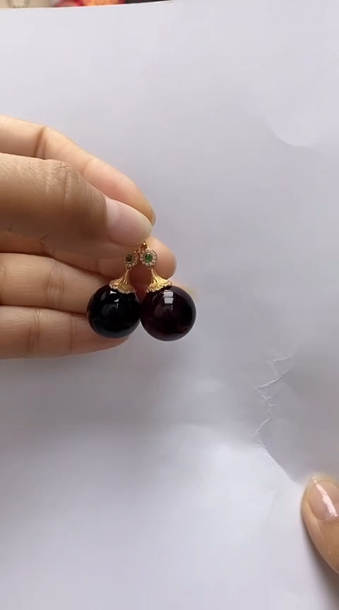 【闪购商品】琥珀裸石银S925镶嵌琥珀耳坠