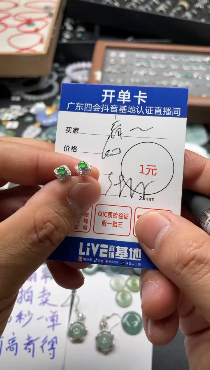 【闪购商品】翡翠颈饰银S925镶嵌耳钉