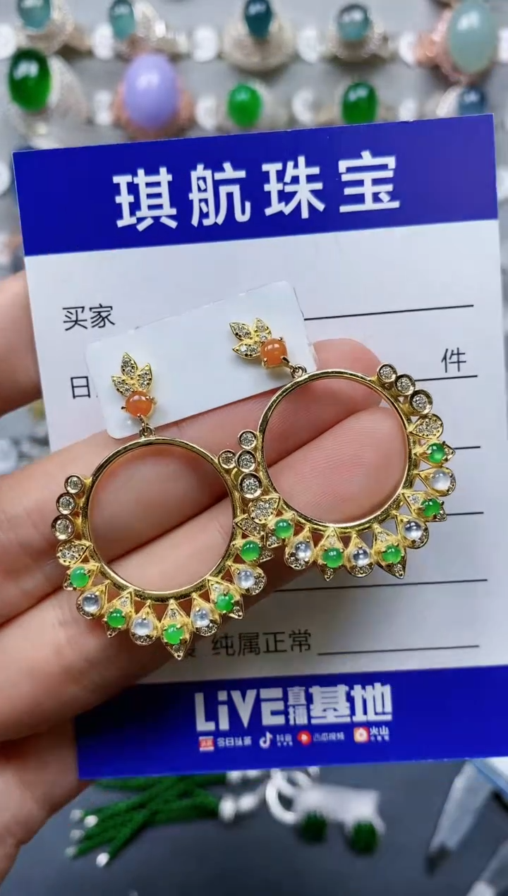 【闪购商品】翡翠耳饰银S925镶嵌0160