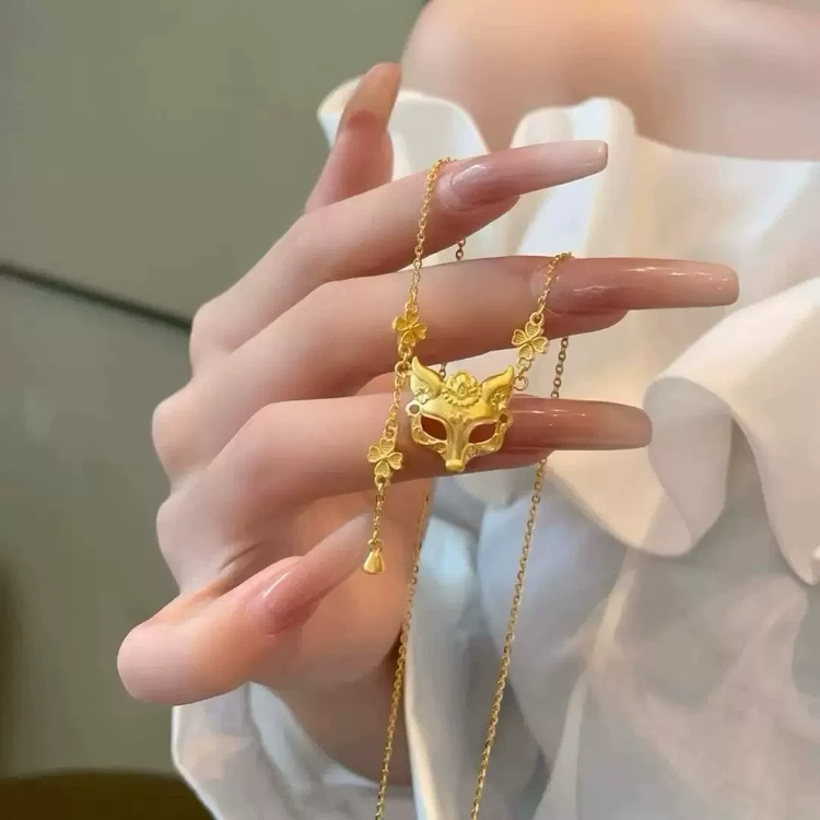 福韵天玺 铜合金项链 《韵系列》国风狐狸面具项链气质时尚