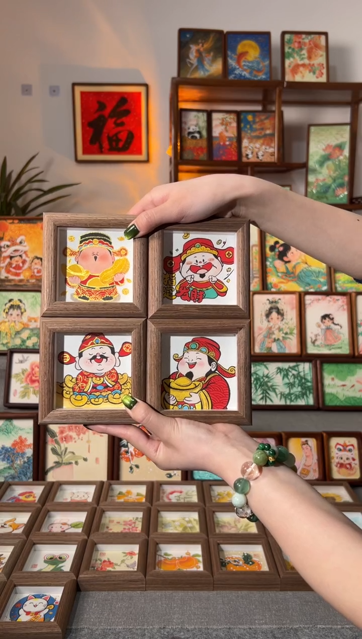 【闪购商品】国画四副财神 手绘国画11