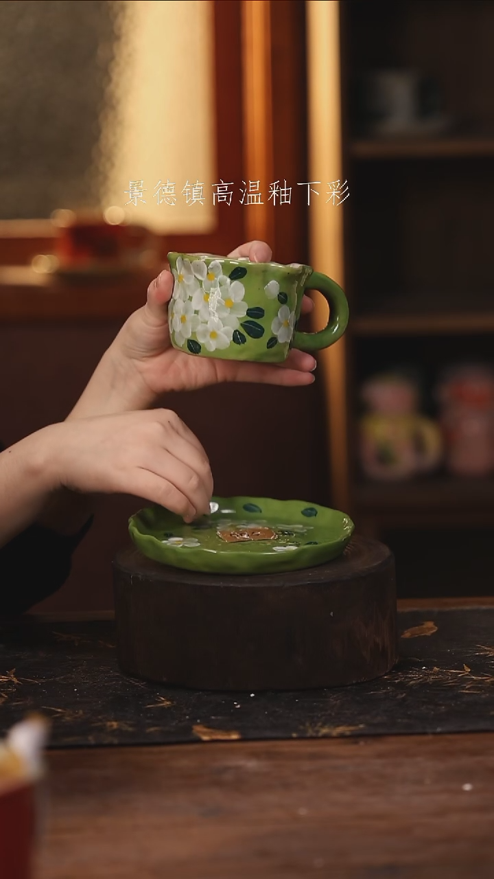 陶瓷 景德镇高温釉下手绘陶瓷@L004@