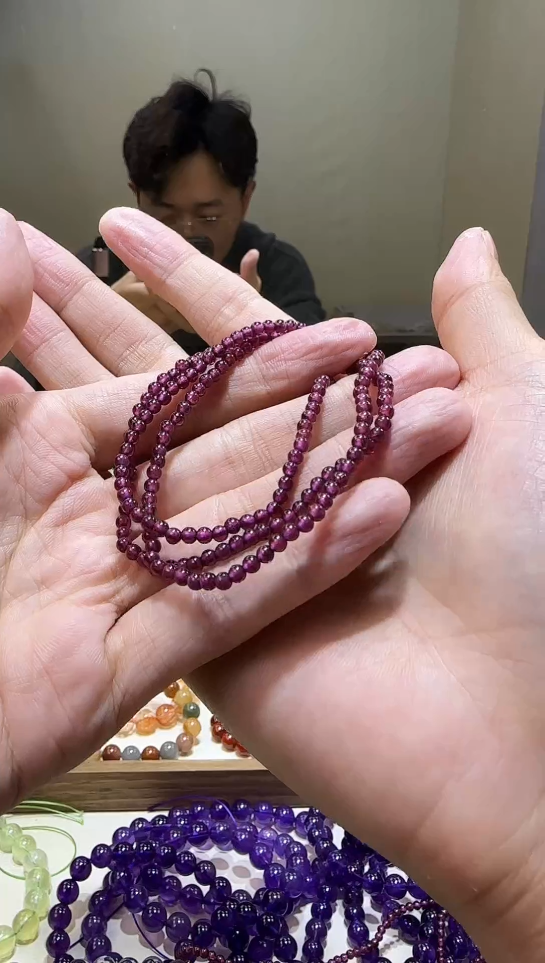 【闪购商品】石榴石（紫牙乌）手链未镶嵌紫牙乌石榴石三圈