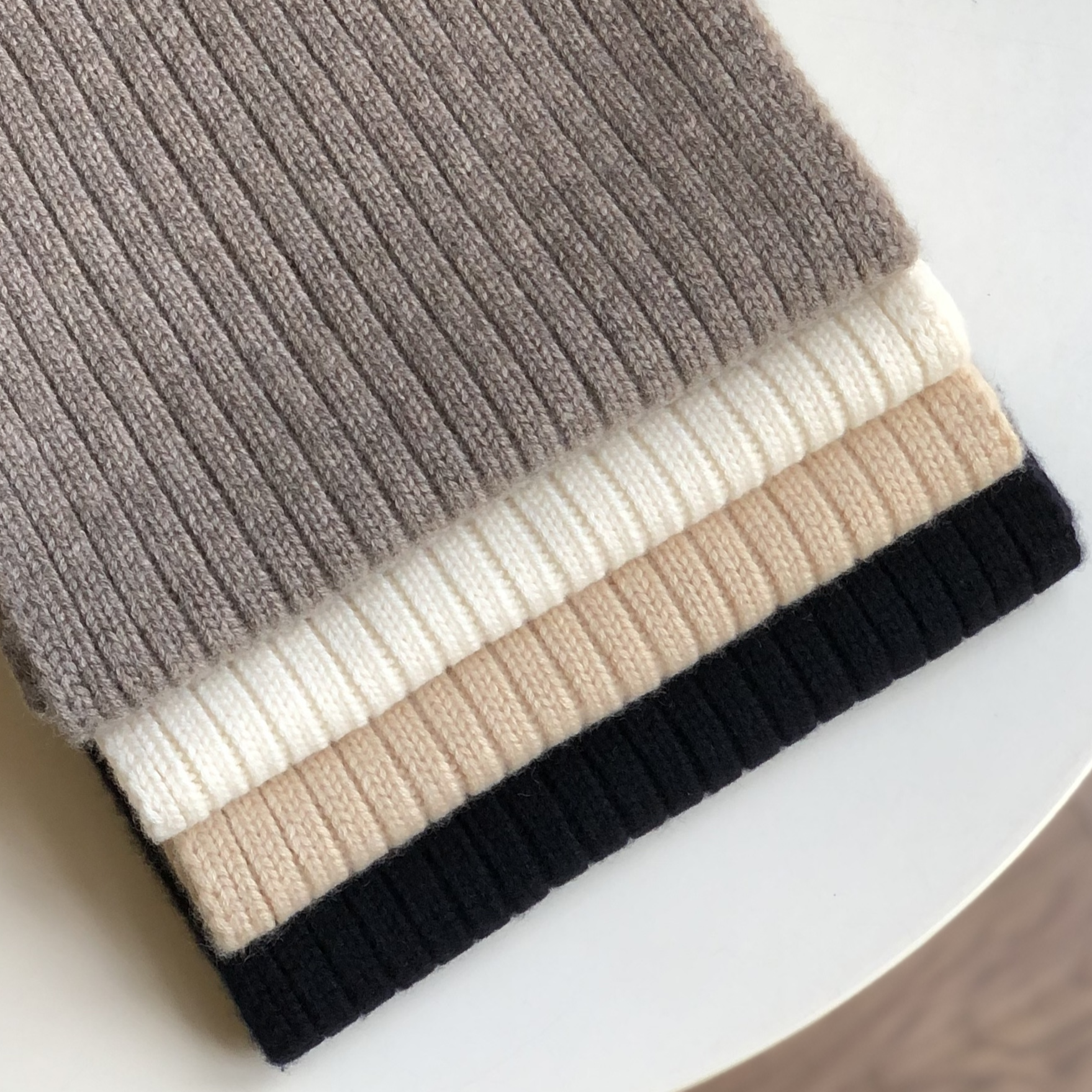 森系中性纯色针织围巾加厚条纹冬季女士拼色围脖短款时尚237