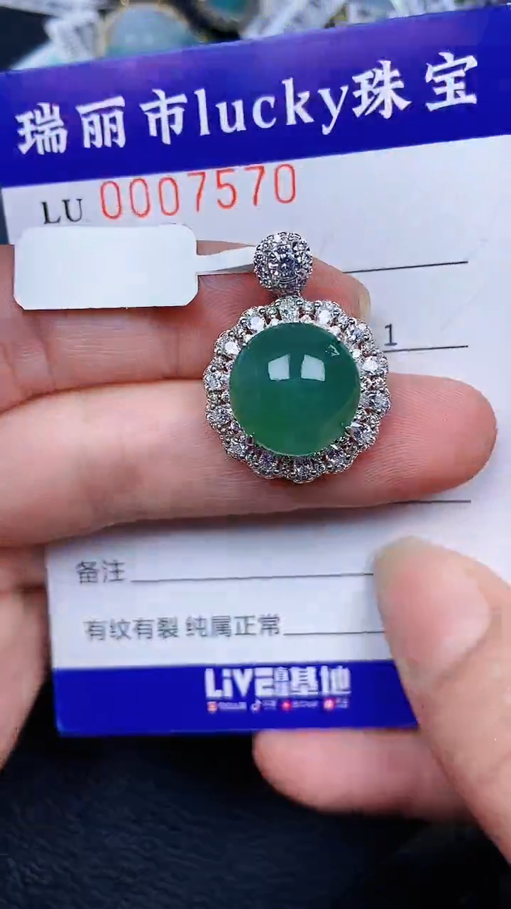 颈饰银S925镶嵌翡翠7570