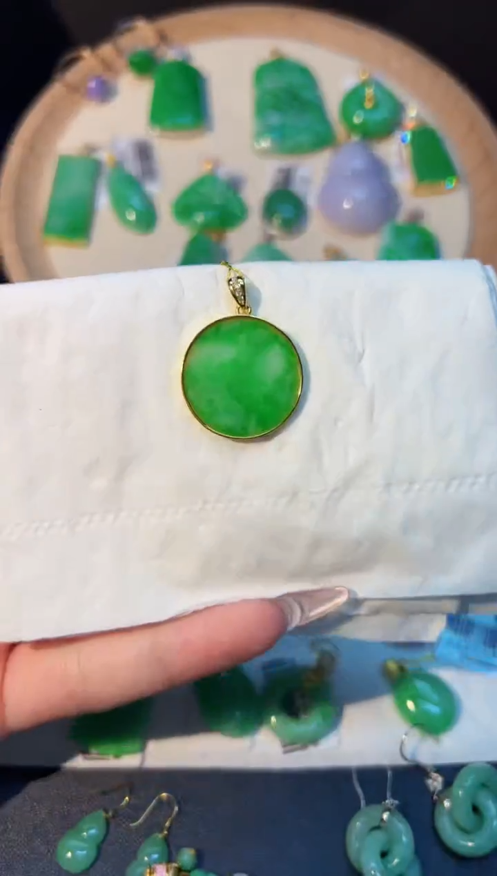 【闪购商品】翡翠颈饰银S925镶嵌Y缅料A货/支持复检/一件 