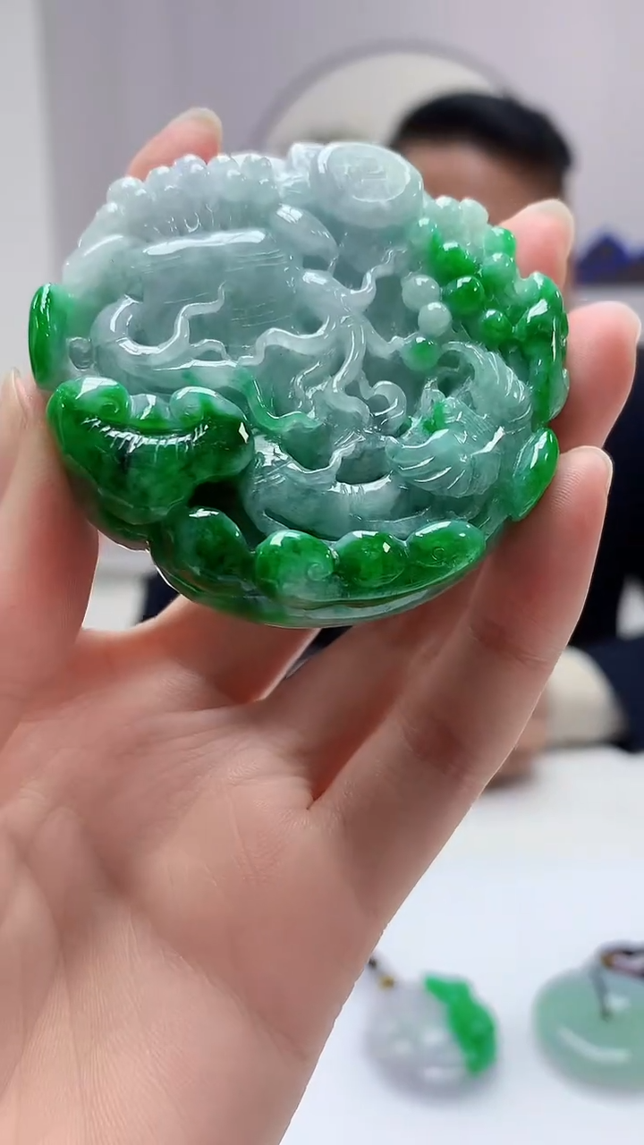 【闪购商品】定制翡翠未镶嵌4969zm-毛货挂件福气满满113