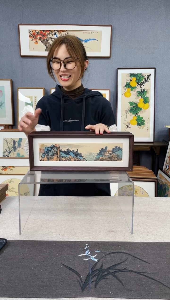 【闪购商品】国画手写书法带框-16*42-山水