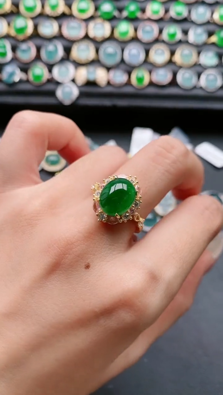 【闪购商品】翡翠戒指银S925镶嵌11111