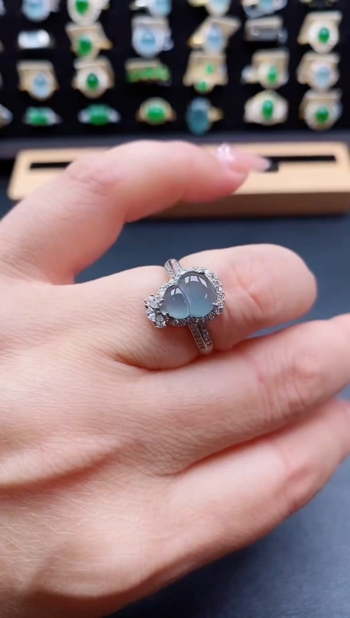 银S925镶嵌戒指翡翠1