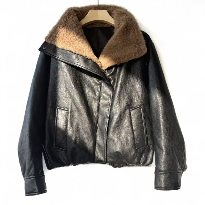 闪闪兒 元 ED**黑色羊毛领素皮羽绒服55059