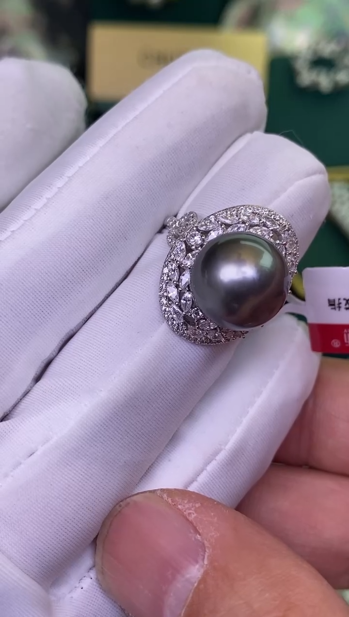 海水珍珠银S925镶嵌戒指1