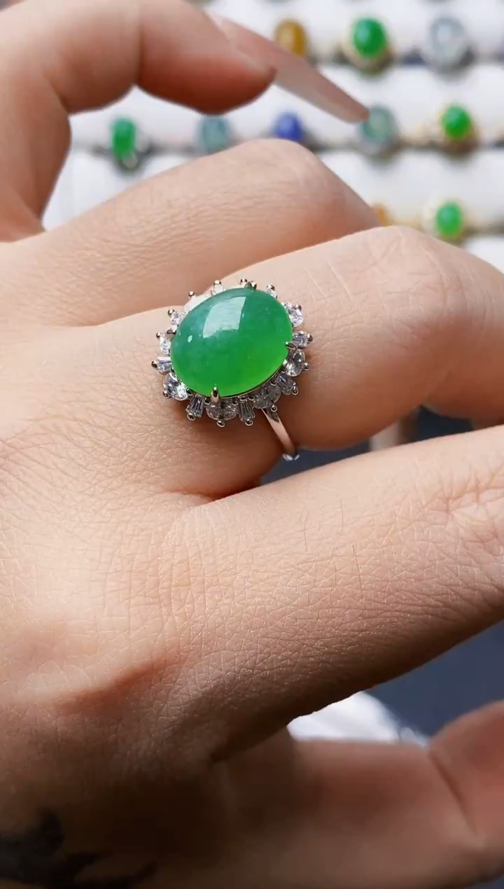 银S925镶嵌戒指翡翠1243