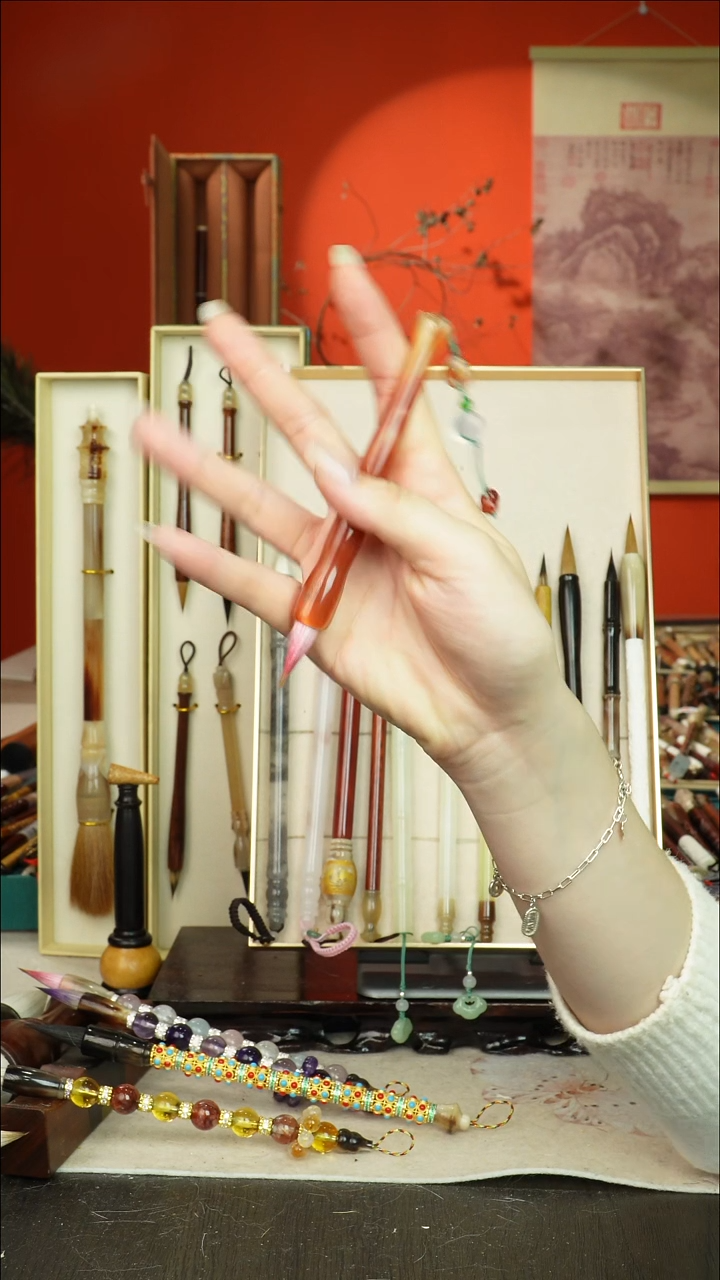 19号闪孤品高货毛笔链接 清水试笔 蘸墨不退