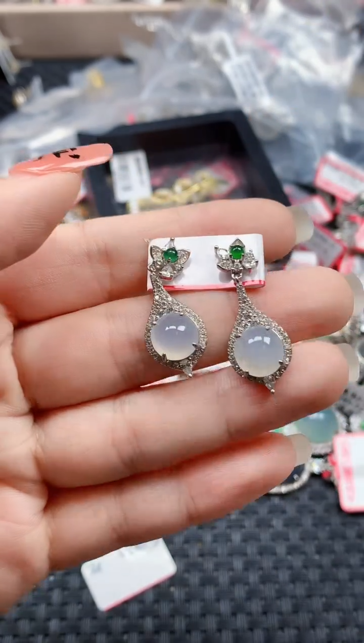 银S925镶嵌戒指翡翠天然A货缅甸翡翠