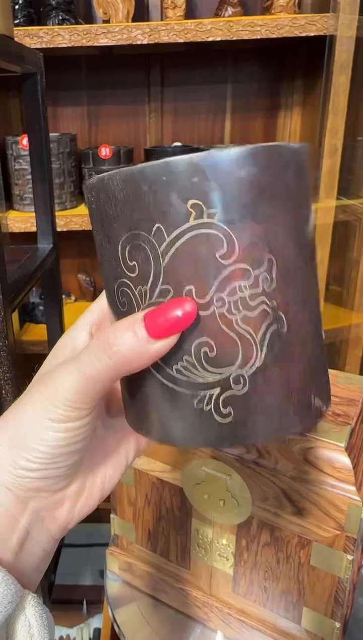 【闪购商品】木木艺紫檀银丝龙笔筒358.8888