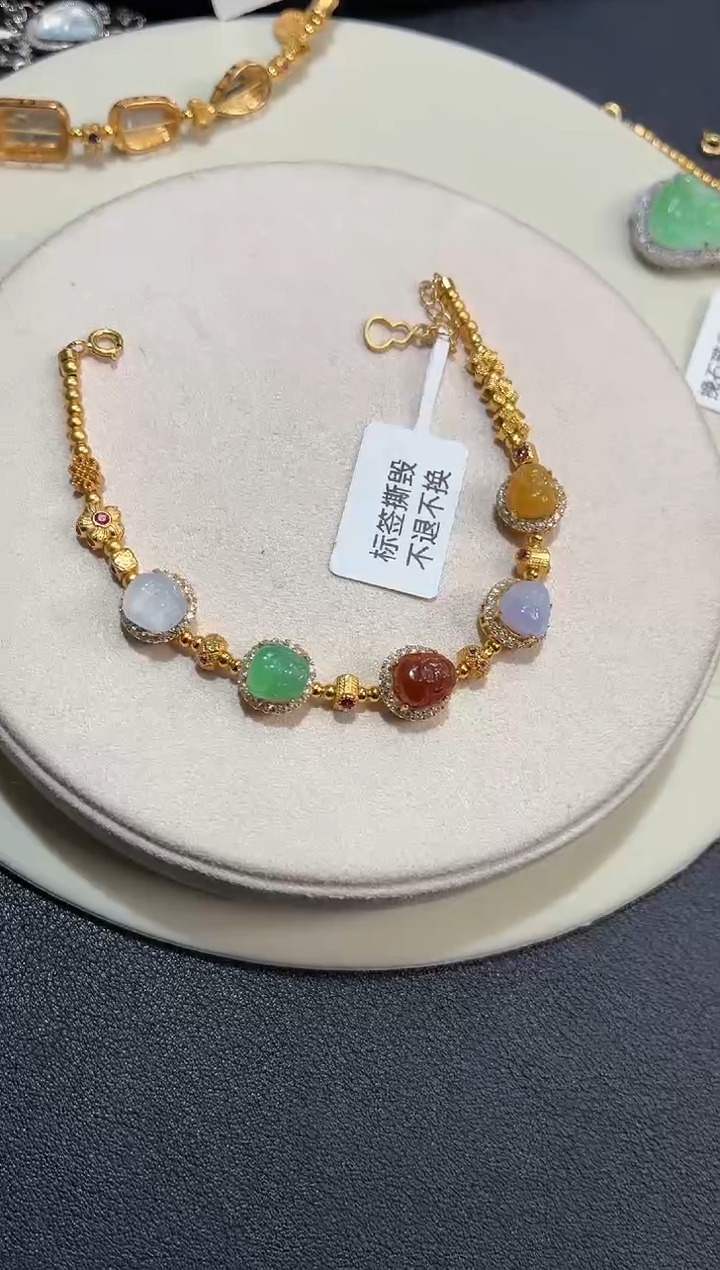 吊坠(不含链)银S925镶嵌翡翠手链